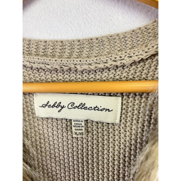 Sebby Collection Women's Faux Fur Knit Vest Tan XL - Picture 2 of 11